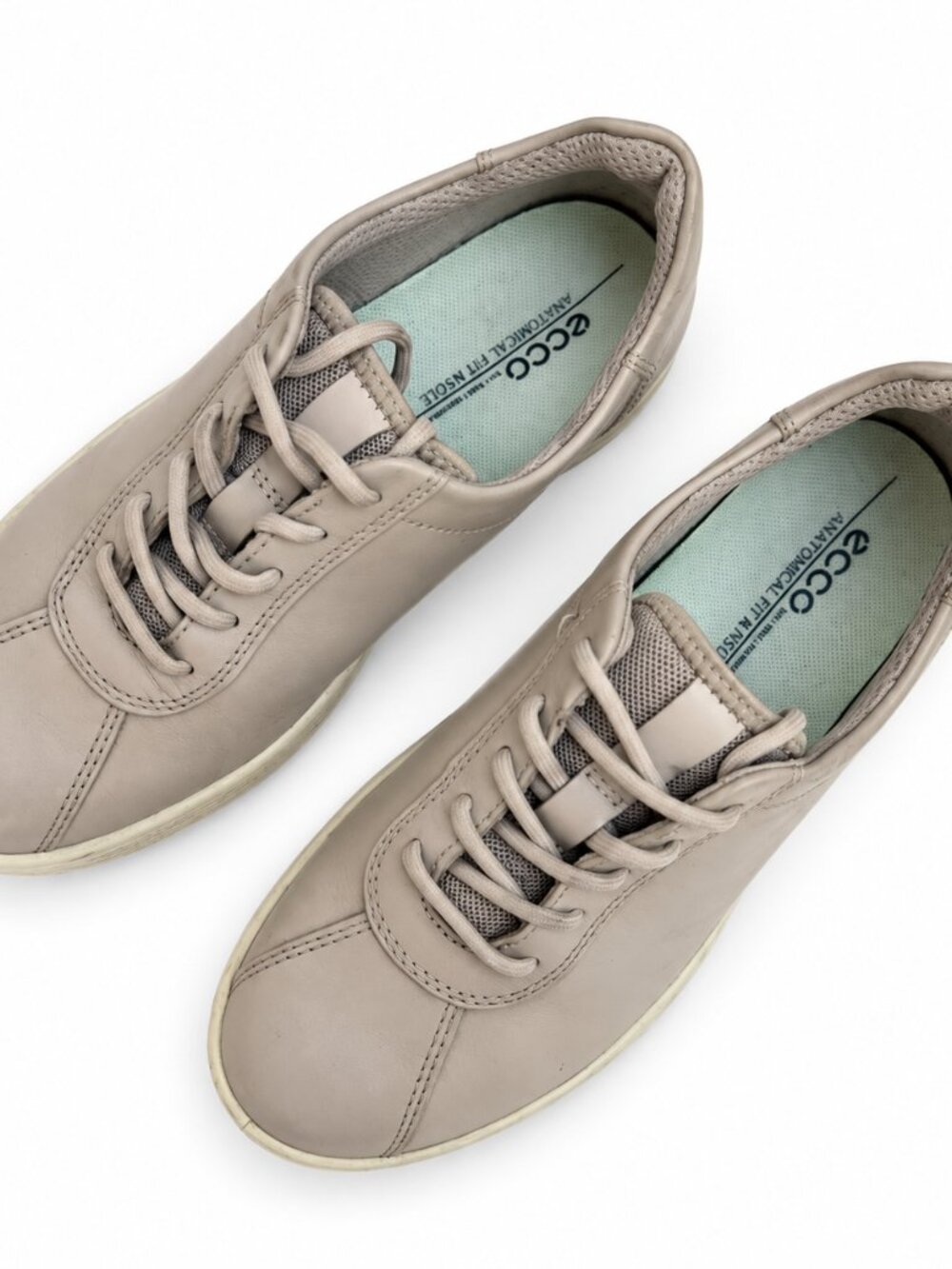 ECCO Taupe Beige Lace Up Comfort Loafer Sneakers Casual Walking Shoes Sz 36-6